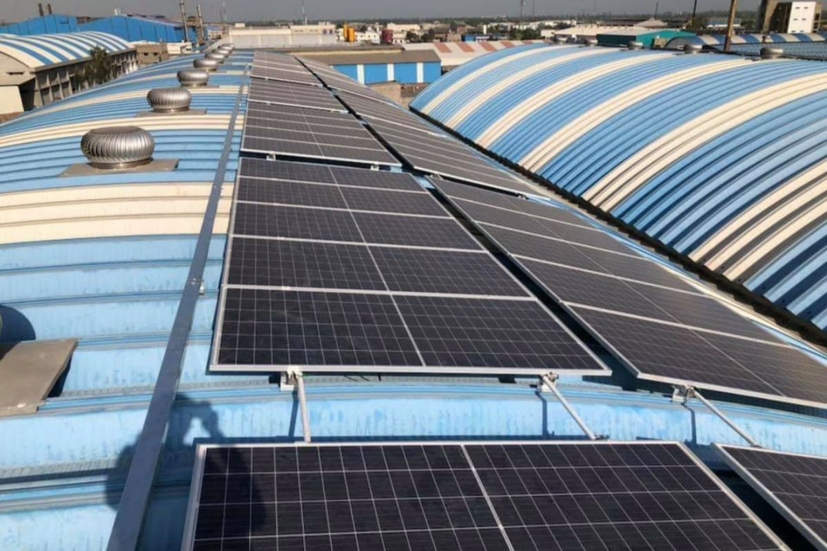Solar panel array installation at open access solar power plant
